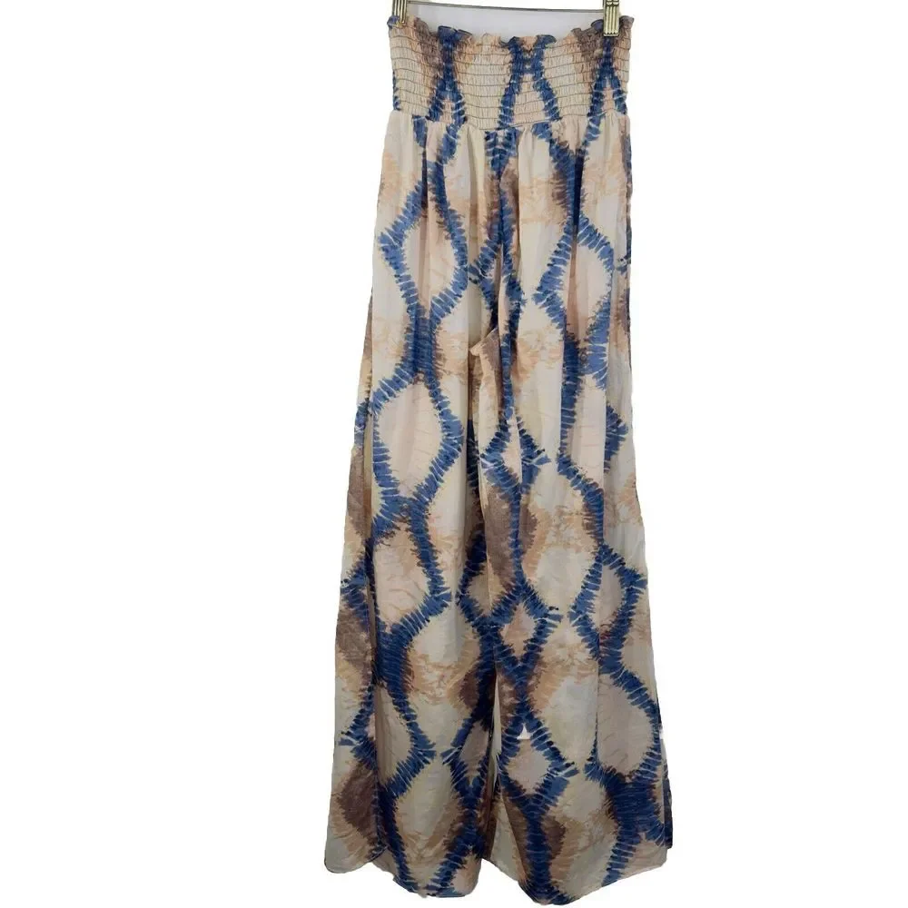 Unsubscribed Womens Front Slit Wrap Pants Diamond Print Tie Dye‎ XS